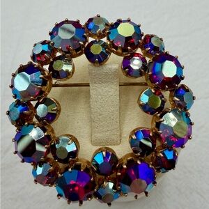Vintage Red Cluster Wreath Brooch